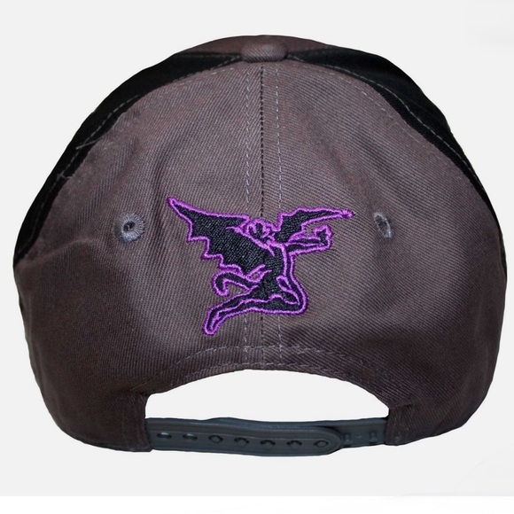 NWT Black Sabbath Baseball Cap: Charcoal & Black w Purple Embroidered Wavy Logo - Picture 2 of 4